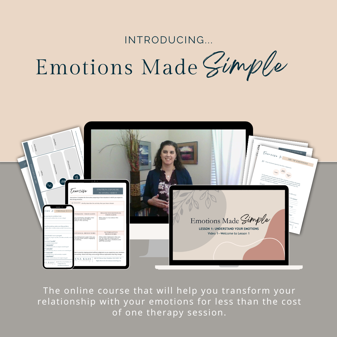 Image describing the self-help course, Emotions Made Simple, the online course that will help you transform your relationship with your emotions for less than the cost of one therapy session.